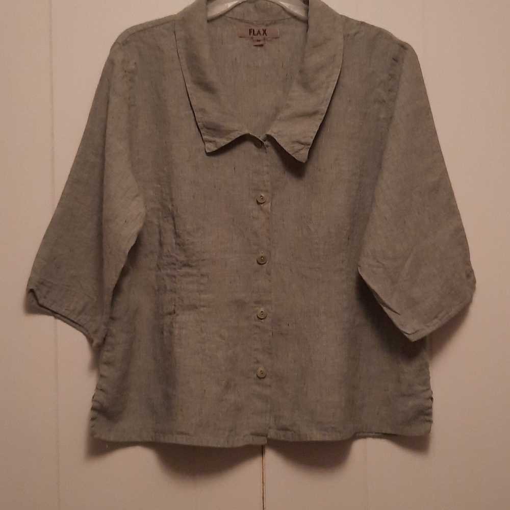 FLAX ladies med button front blouse